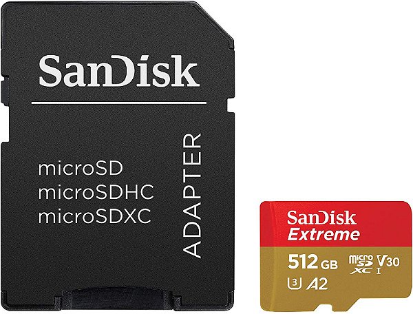 SanDisk 512GB Extreme microSD Card 4K c/ Adapter