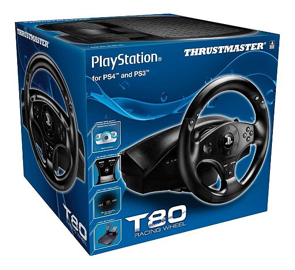 Volante c/ Pedais Thrustmaster T80 Racing Wheel Ps3/Ps4