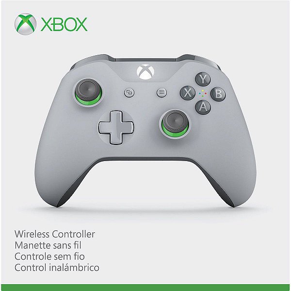 Controle Xbox One Wireless Grooby Cinza e Verde Bluetooth P2