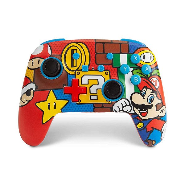 Controle PowerA Enhanced s/fio Mario Pop Recarregável - Switch