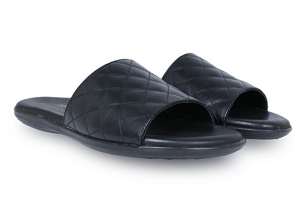 Sandália Masculina Couro Matelassê Preto Barcelona Design