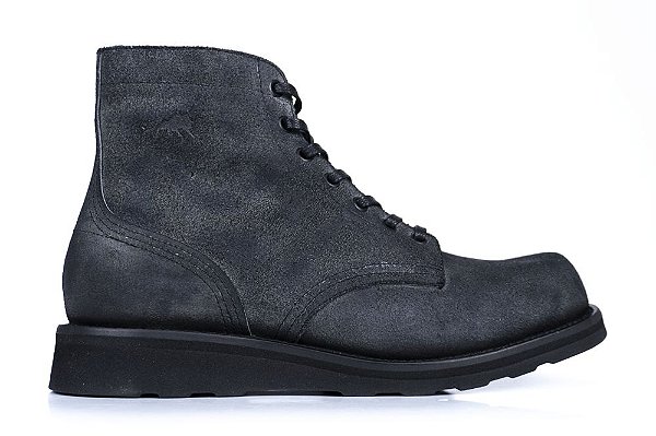Bota Masculina Cano Médio Couro Camurça Preto Estonado Barcelona Design | Bull Ride