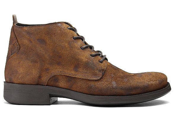 Bota Cano Curto Masculina Couro Camurça Marrom Estonado Barcelona Design | First Bull
