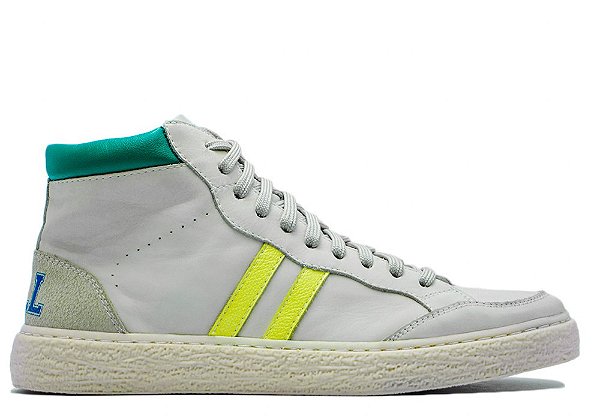 Tênis Sneakers Cano Alto Couro Nude/Verde/Azul/Amarelo Barcelona Design | Luck Bull
