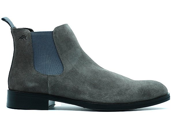 Bota Chelsea Masculina Couro Camurça Cinza Barcelona Design