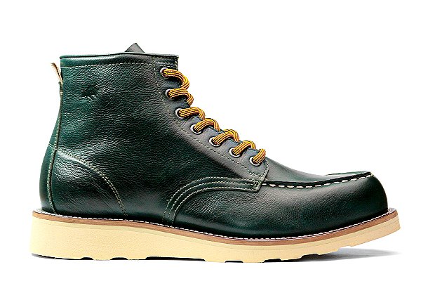 Bota Masculina Moc Toe Cano Médio Couro Verde Barcelona Design | American Bull