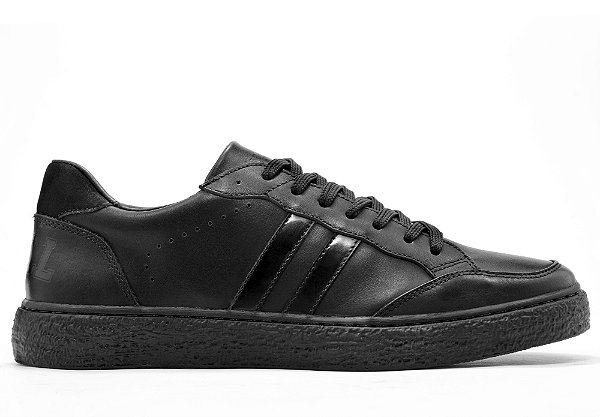 Tênis Casual Couro Preto Barcelona Design | Luck Bull