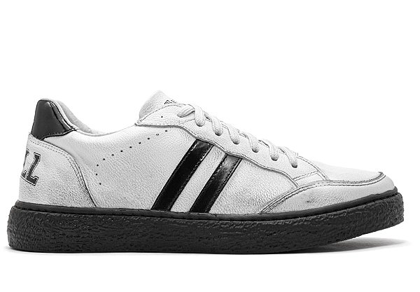 Tênis Casual Couro Branco Estonado Barcelona Design | Luck Bull