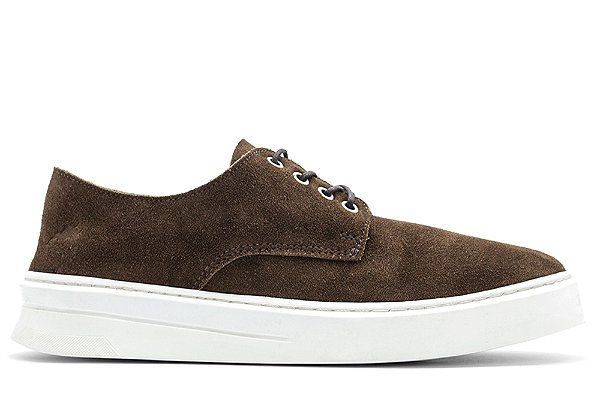 Tênis Casual Couro Camurça Marrom Barcelona Design | Comfy