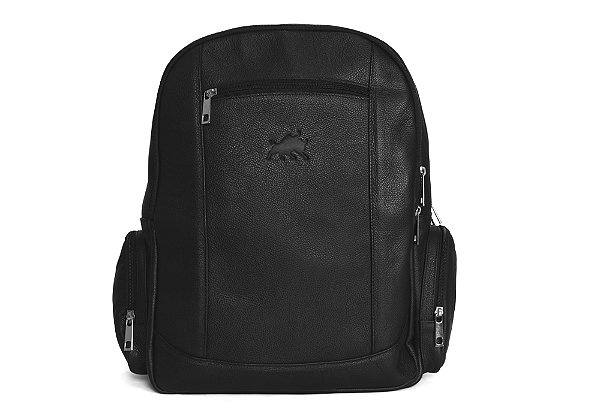 Mochila Em Couro Legitimo Preto Barcelona Design