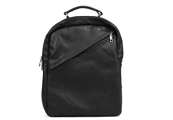 Mochila Em Couro Legitimo Preto Barcelona Design