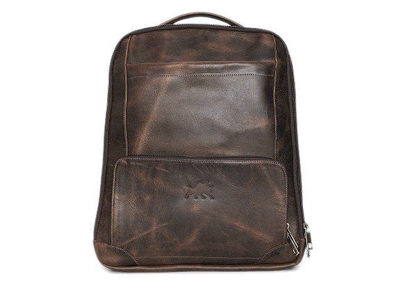 Mochila Em Couro Legitimo Marrom Castanho Estonado Barcelona Design