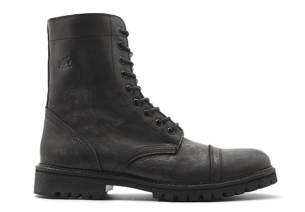 Bota Cano Alto Couro Preto Estonado Barcelona Design | Bull Walk