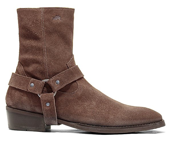 Bota Masculina Harness Couro Camurça Marrom Barcelona Design
