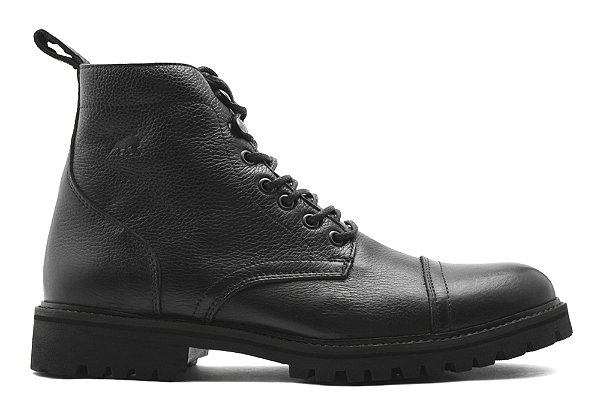 Bota Masculina Cano Médio Couro Preto Barcelona Design | Bull Walk