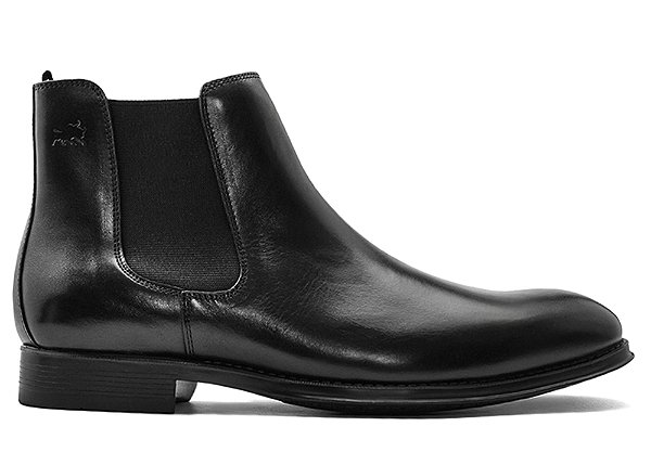 Bota Chelsea Cano Baixo Couro Preto Barcelona Design