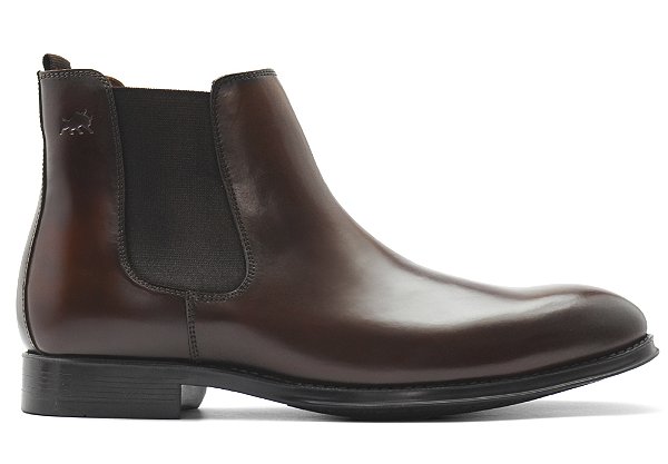 Bota Chelsea Cano Baixo Couro Whisky Barcelona Design