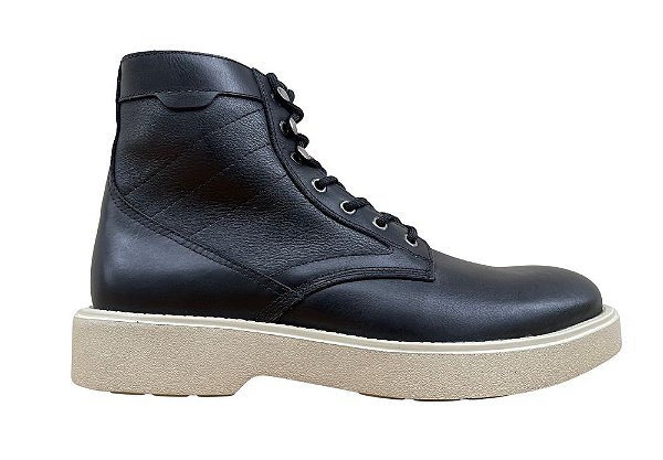 Bota Cano Médio Couro Preto Barcelona Design