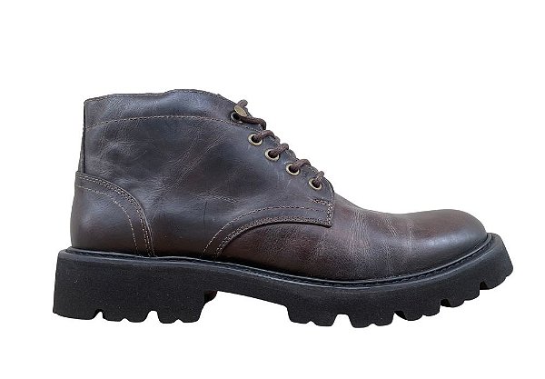 Bota Cano Baixo Couro Castanho Barcelona Design