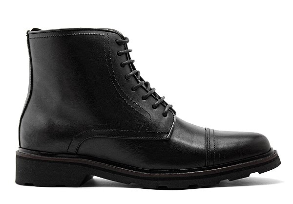 Bota Cano Médio Com Zíper Couro Preto Barcelona Design | Urban