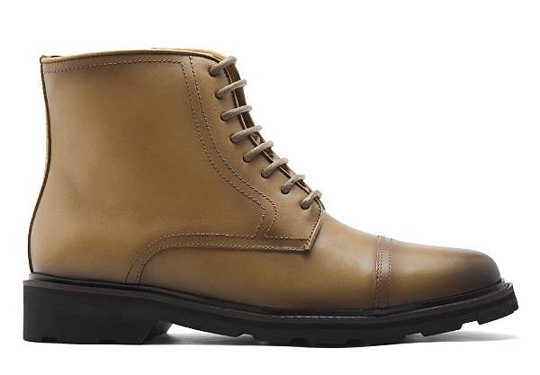 Bota Cano Médio Com Zíper Couro Havana Barcelona Design | Urban