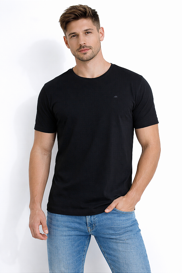 Camiseta Algodão Egípcio Preto Barcelona Design