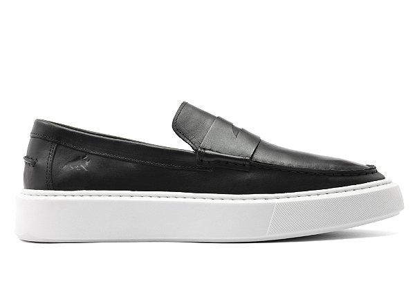 Tênis Loafer Couro Preto Barcelona Design