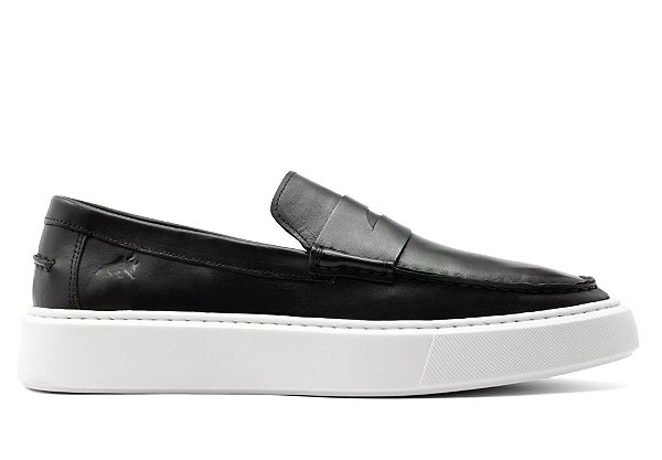 Tênis Loafer Couro Preto Barcelona Design