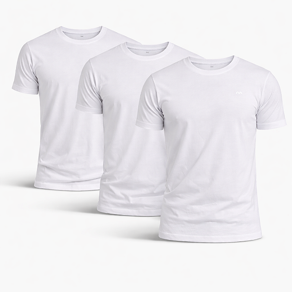 Kit 3 Camisetas De Algodão Egípcio Branco Barcelona Design