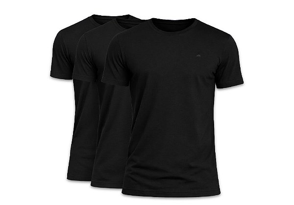 Kit 3 Camisetas De Algodão Egípcio Preto Barcelona Design