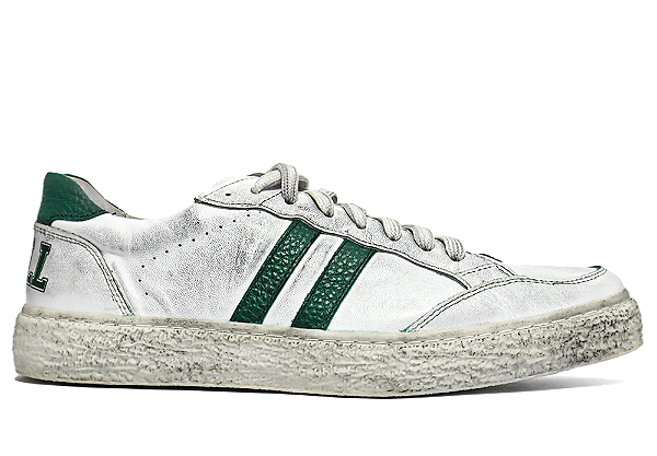 Tênis Sneakers Couro Branco/Verde Barcelona Design Tam 33 ao 36 | Luck Bull