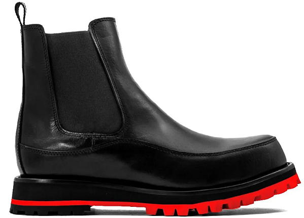 Bota Chelsea Couro Preto Solado Tratorado Vermelho - Tam 33 ao 36 Barcelona Design