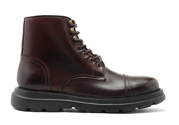 Bota Cano Médio Couro Natural Marrom Barcelona Design | Valen Bull