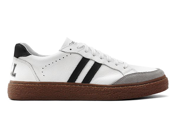 Tênis Casual Em Couro Branco/Preto Barcelona Design | Luck Bull