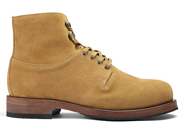 Bota Cano Médio Couro Camurça Caramelo Com Zíper Barcelona Design | Dakota Bull