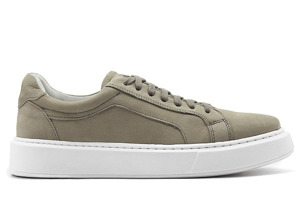 Tênis Casual Couro Cinza Barcelona Design | New Viena