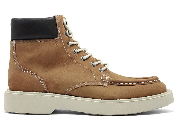 Bota Moc Toe em Couro Nobuck Creme Escuro | Lumber Bull