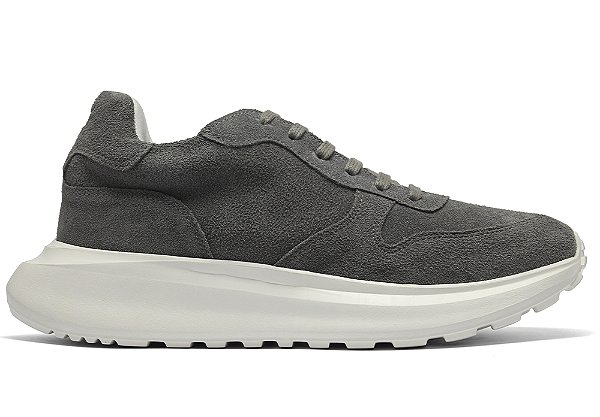 Tênis Sneakers Masculino Couro Camurça Cinza Barcelona Design | Robust Bull