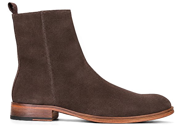 Bota Chelsea Masculina Zíper Lateral Couro Camurça Marrom Barcelona Design