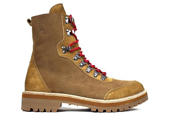 Bota Masculina Cano Alto Couro Camurça Caramelo Barcelona Design | Desert Bull