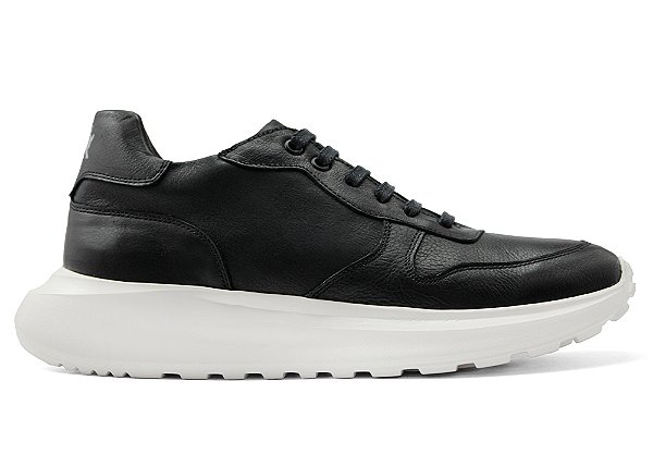 Tênis Sneakers Masculino Couro Preto Barcelona Design | Robust Bull