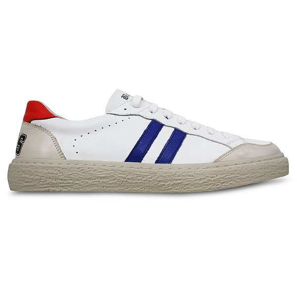 Tênis Sneakers Masculino Couro Branco Barcelona Design
