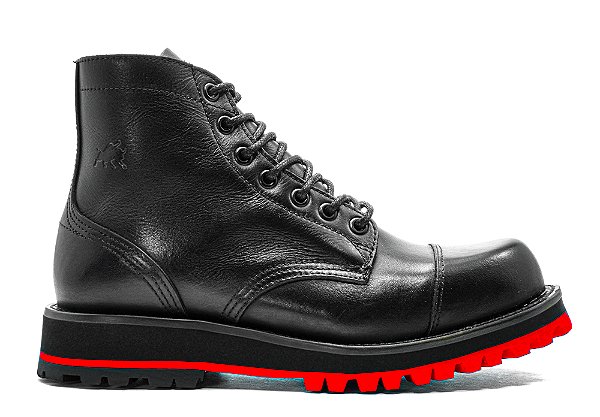 Bota Cano Médio Couro Preto Barcelona Design | Iron Bull