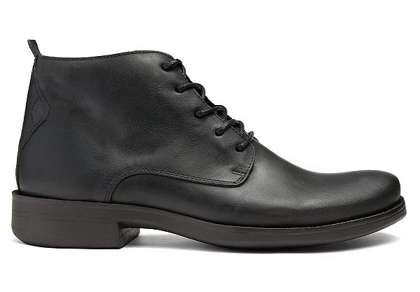 Bota Masculina Cano Curto Couro Preto Barcelona Design | First Bull