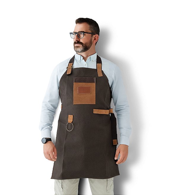 Avental de Couro e Lona Personalizado para Churrasco e Cozinha Master Chefe