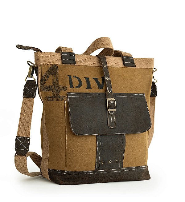 Bolsa Pasta Carteiro Masculina Transversal Tote Russia em Couro legítimo e Lona