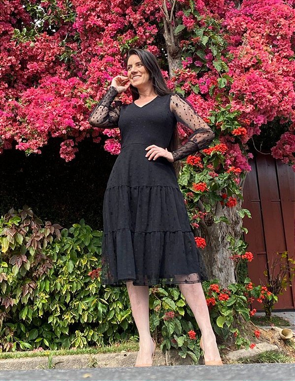 Vestido Tule Preto Poás