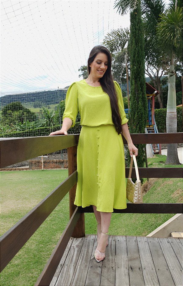Vestido Midi Verde Lima