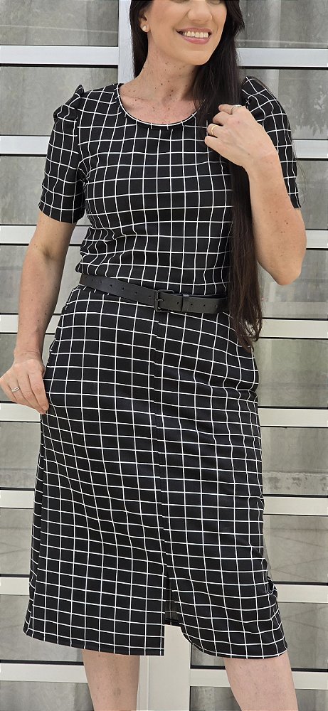 Saia Midi Preto e Branco