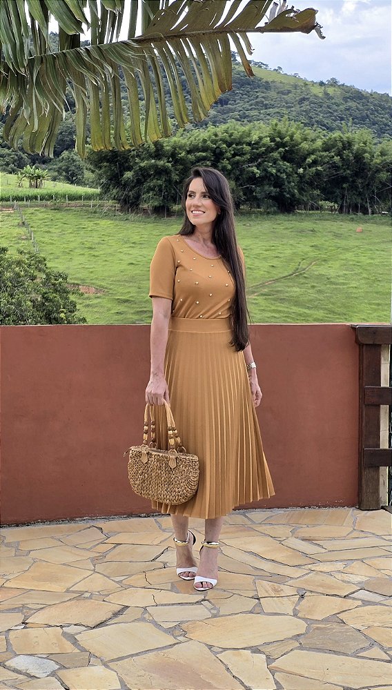 Blusa Caramelo Pérolas